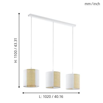 Eglo - Πολύφωτο σε σχοινί 3xE27/40W/230V