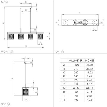 Eglo -  Κρεμαστό φωτιστικό οροφής ράγα 4xE27/40W/230V