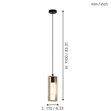 Eglo - Κρεμαστό φωτιστικό οροφής 1xE27/60W/230V - FSC πιστοποιημένο