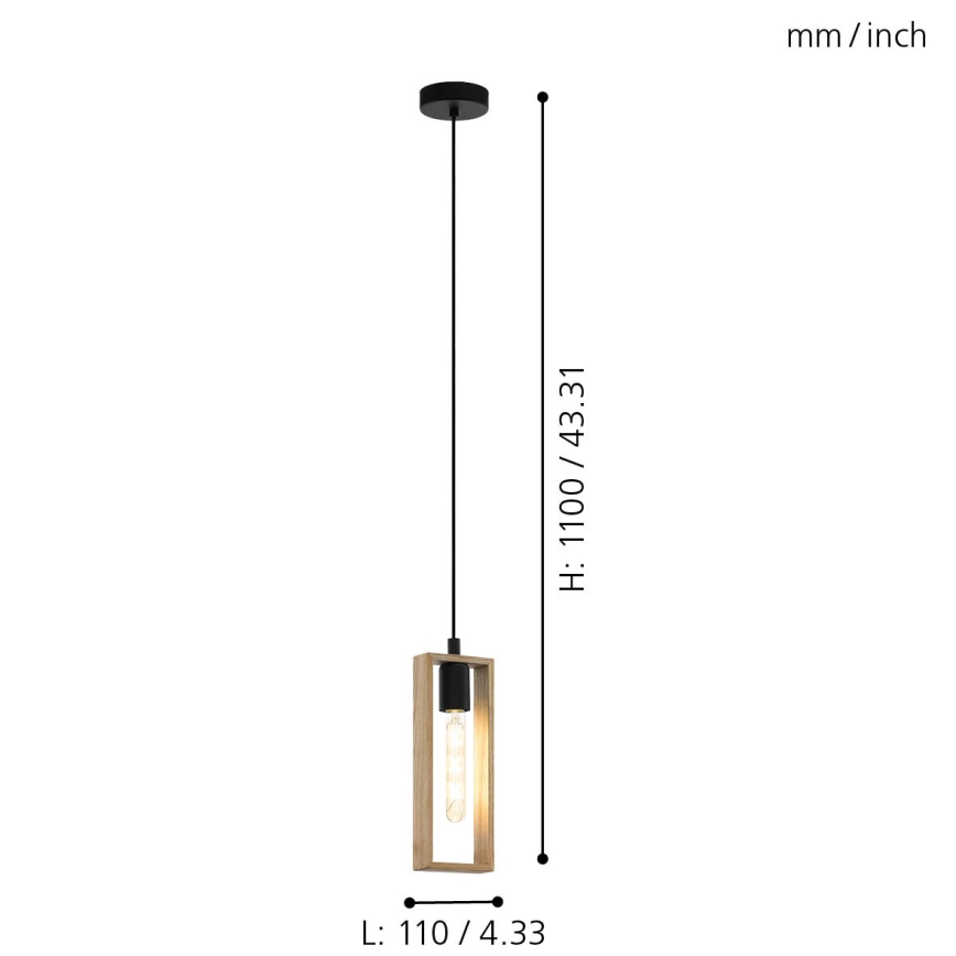 Eglo - Κρεμαστό φωτιστικό οροφής 1xE27/60W/230V - FSC πιστοποιημένο