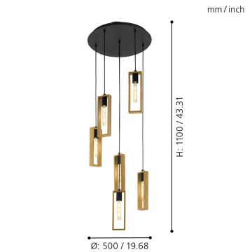 Eglo - Κρεμαστό φωτιστικό οροφής 6xE27/60W/230V - FSC πιστοποιημένο