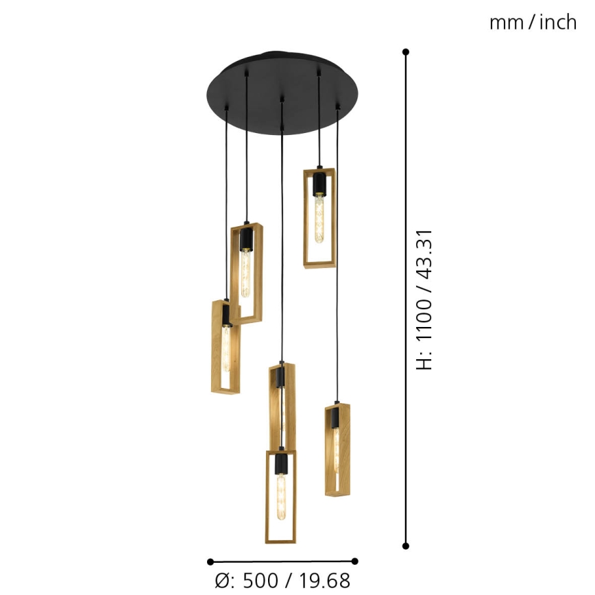 Eglo - Κρεμαστό φωτιστικό οροφής 6xE27/60W/230V - FSC πιστοποιημένο