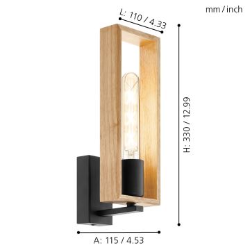 Eglo - Φωτιστικό τοίχου 1xE27/60W/230V - FSC πιστοποιημένο