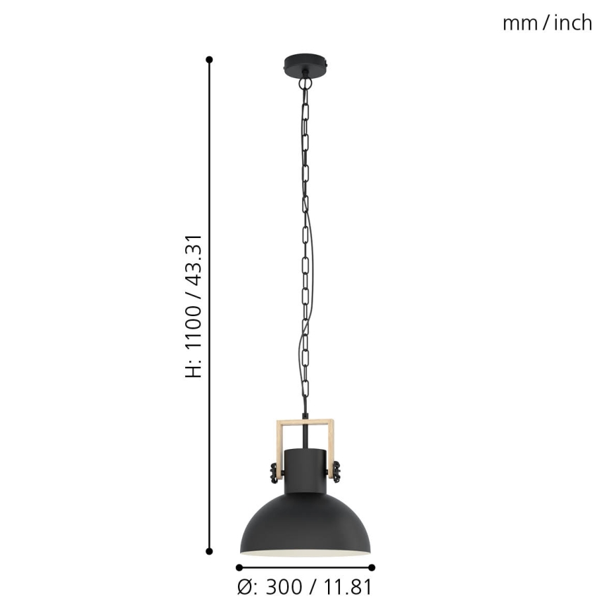 Eglo - Κρεμαστό φωτιστικό οροφής 1xE27/28W/230V - FSC πιστοποιημένο