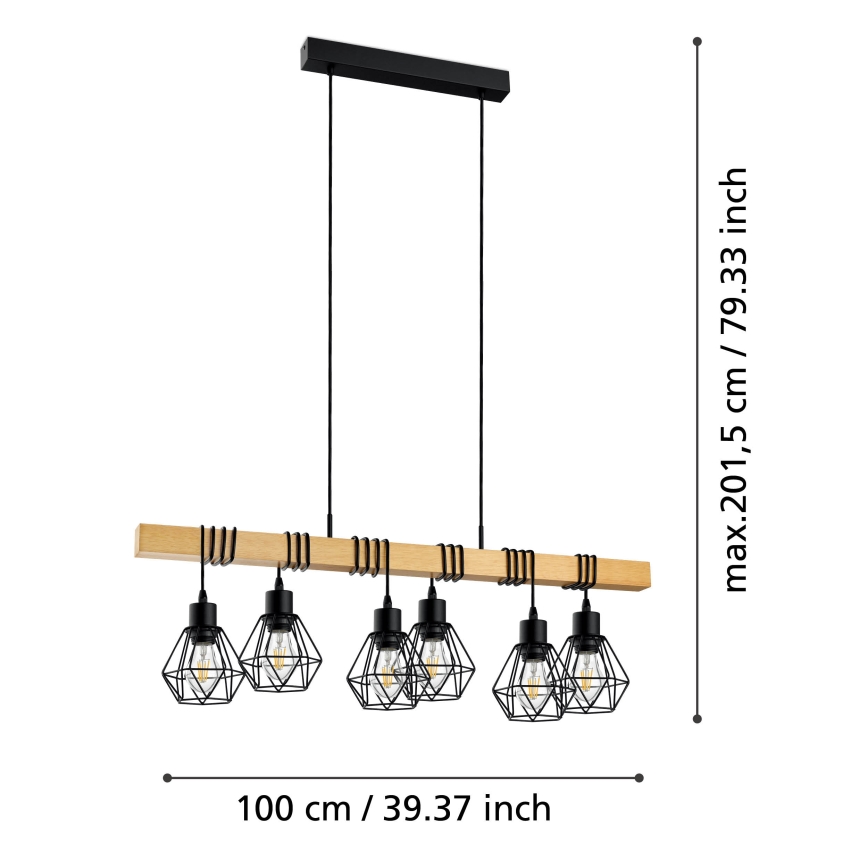 Eglo -Κρεμαστό φωτιστικό οροφής 6xE27/60W/230V - FSC πιστοποιημένο