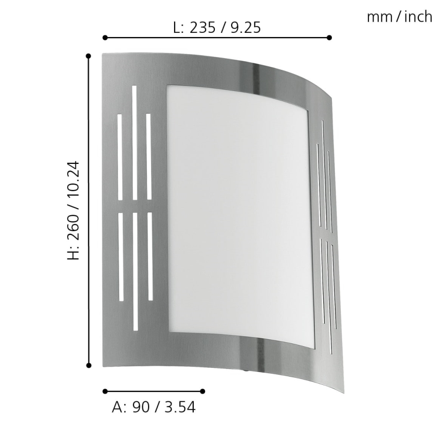 EGLO - Φως τοίχου εξωτερικού χώρου CITY 1xE27/15W/230V IP44