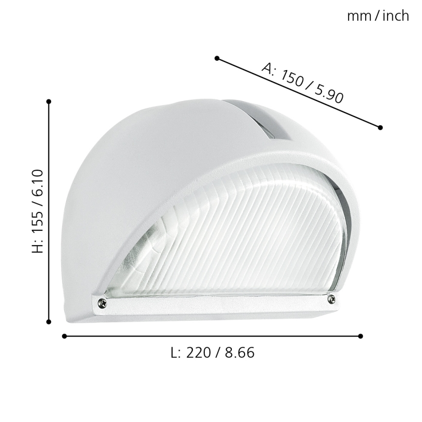 EGLO - Φως τοίχου εξωτερικού χώρου 1xE27/60W λευκό IP44