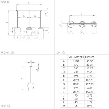 Eglo -  Κρεμαστό φωτιστικό οροφής ράγα 3xE27/40W/230V