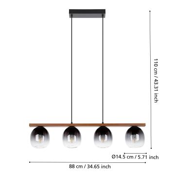 Eglo -  Κρεμαστό φωτιστικό οροφής ράγα 4xE27/40W/230V