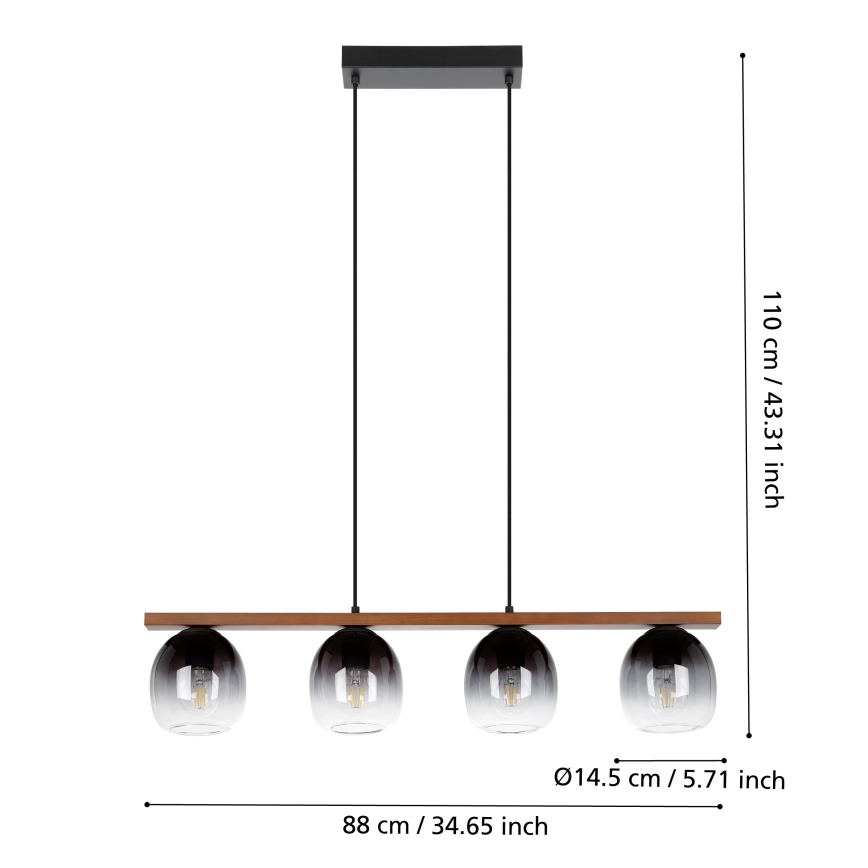 Eglo -  Κρεμαστό φωτιστικό οροφής ράγα 4xE27/40W/230V