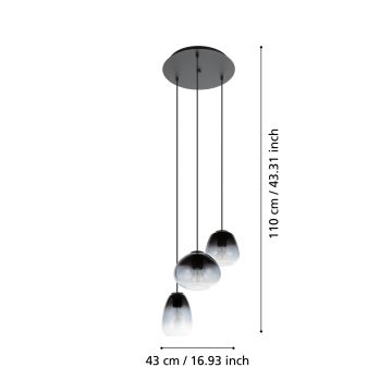 Eglo  -  Κρεμαστό φωτιστικό οροφής τρίφωτο 3xE27/40W/230V διάμετρος 43 cm