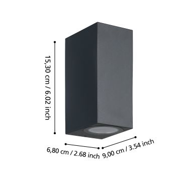 Eglo - Επιτοίχιο φωτιστικό εξωτερικού χώρου LED 2xGU10/4,6W/230V IP44