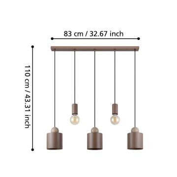 Eglo - Κρεμαστό φωτιστικό οροφής ράγα 5xE27/40W/230V