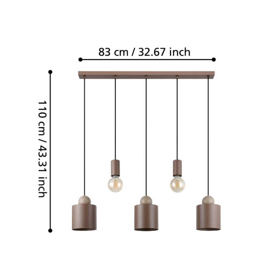 Eglo - Κρεμαστό φωτιστικό οροφής ράγα 5xE27/40W/230V