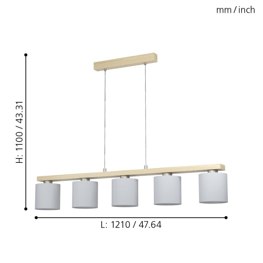 Eglo - Κρεμαστό φωτιστικό οροφής 5xE27/28W/230V - FSC πιστοποιημένο