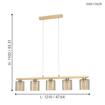 Eglo - Κρεμαστό φωτιστικό οροφής 5xE27/28W/230V - FSC πιστοποιημένο