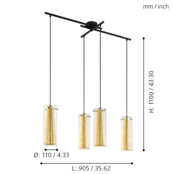 Eglo - Πολύφωτο σε σχοινί 4xE27/60W/230V