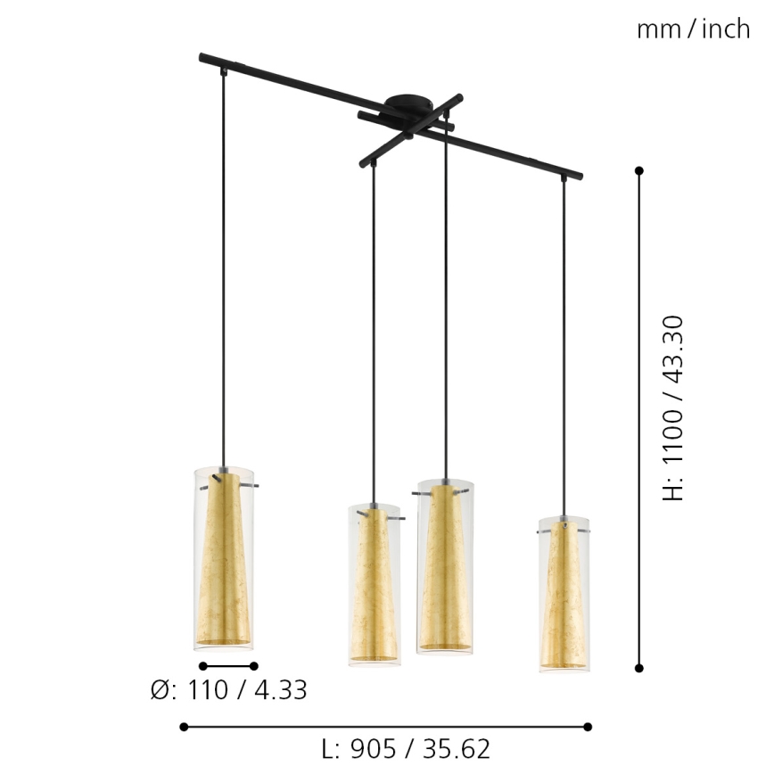 Eglo - Πολύφωτο σε σχοινί 4xE27/60W/230V