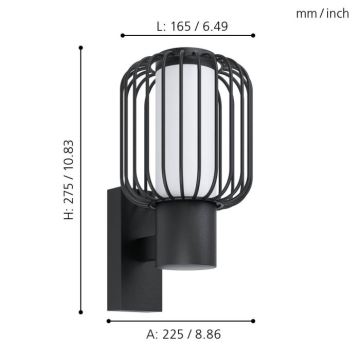 Eglo - Φως τοίχου εξωτερικού χώρου 1xE27/28W/230V IP44