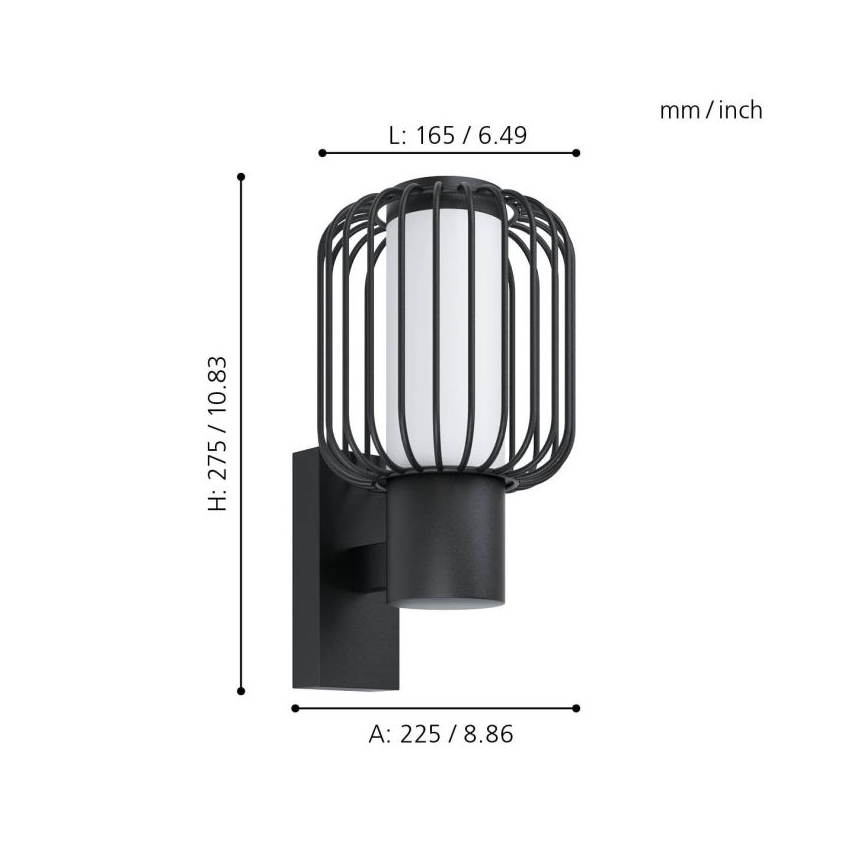 Eglo - Φως τοίχου εξωτερικού χώρου 1xE27/28W/230V IP44