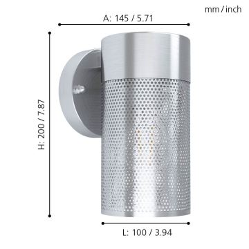 Eglo - Φως τοίχου εξωτερικού χώρου 1xE27/28W/230V