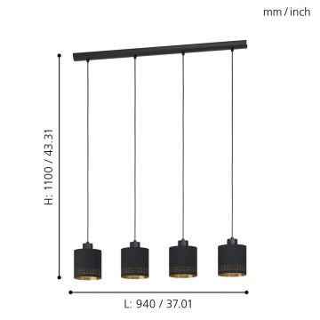 Eglo - Πολύφωτο σε σχοινί 4xE27/28W/230V