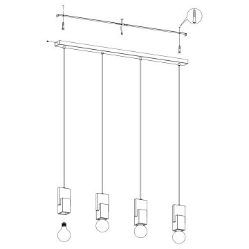 Eglo - Πολύφωτο κρεμαστό ράγα 4xE27/40W/230V