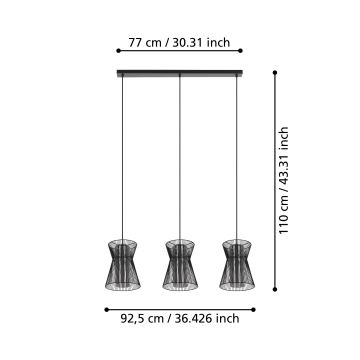 Eglo - Πολύφωτο κρεμαστό 3xE27/40W/230V μαύρο