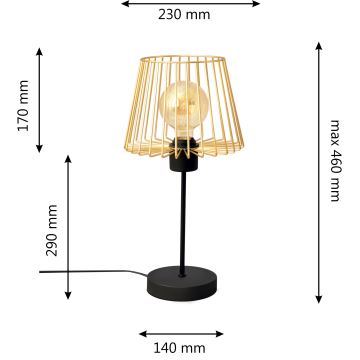 Eπιτραπέζια λάμπα TORRI 1xE27/15W/230V χρυσαφί/μαύρο