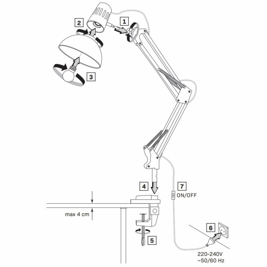 Eπιτραπέζια λάμπα WORKER 1xE27/10W/230V λευκό