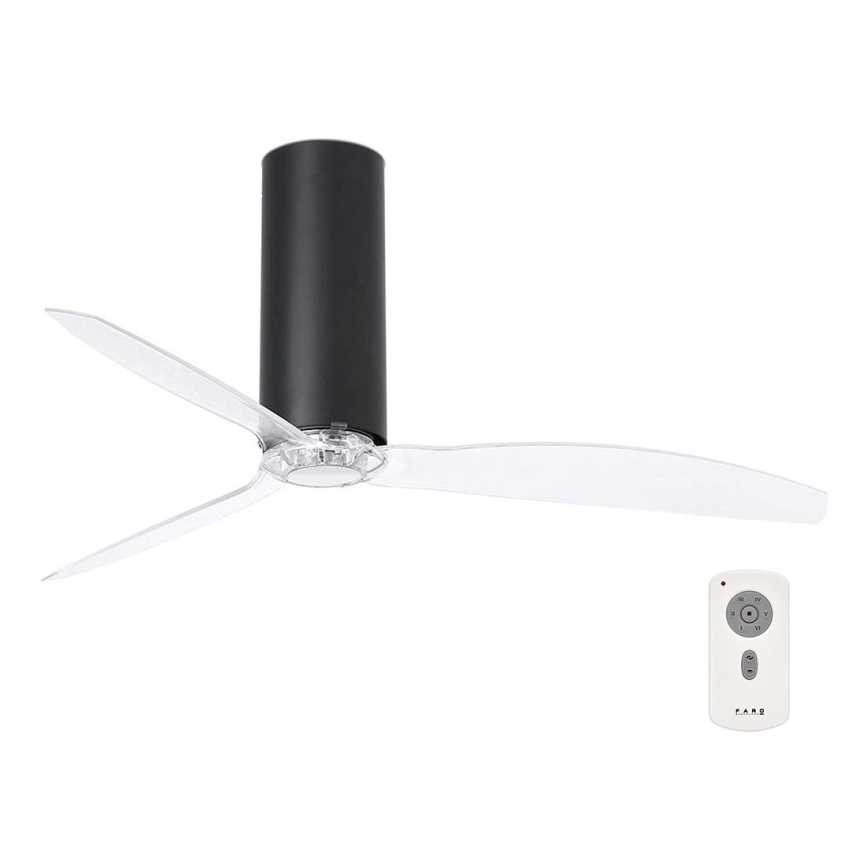 FARO 32036 - Ανεμιστήρας οροφής TUBE FAN μαύρο/διαφανής + τηλεχειριστήριο