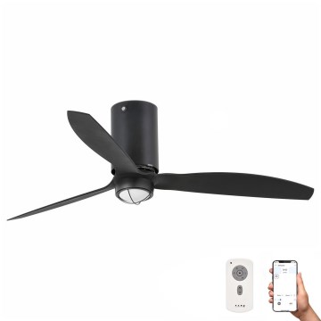 FARO 32043WP-10 - Ανεμιστήρας οροφής LED MINI TUBE FAN M LED/16W/230V μαύρο δ. 128 cm SMART + τηλεχειριστήριο