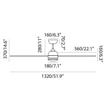 FARO 33524WP - Ανεμιστήρας οροφής LED POROS L LED/19W/230V ξύλο/λευκό δ. 132 cm SMART + τηλεχειριστήριο