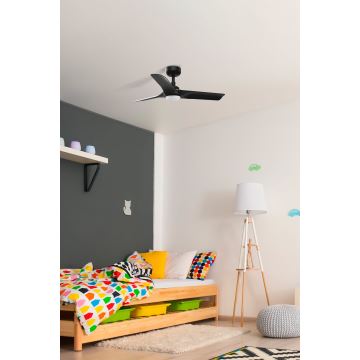 FARO 33825-1TW - LED Dimming ceiling fan HEY S LED/10W/230V 2700/4000/6000K μαύρο διάμετρος 90 cm + τηλεχειριστήριο