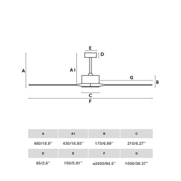 FARO 34200WPA - Ανεμιστήρας οροφής KAUAI XXL ξύλο/μαύρο δ. 240 cm SMART + τηλεχειριστήριο