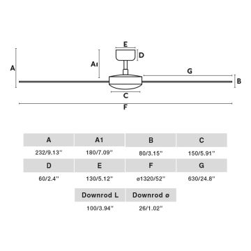 FARO 34298WP - Ανεμιστήρας οροφής RUDDER L μαύρο διάμετρος 132 cm SMART + τηλεχειριστήριο