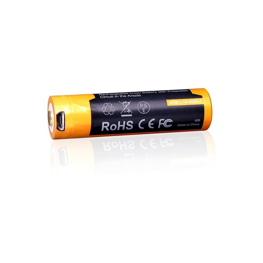 Fenix FE18650LI26USB - 1τμχ Επαναφορτιζόμενη μπαταρία USB/3,6V 2600 mAh
