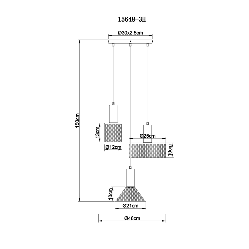 Globo - Κρεμαστό φωτιστικό οροφής τρίφωτο 3xE27/60W/230V μαύρο