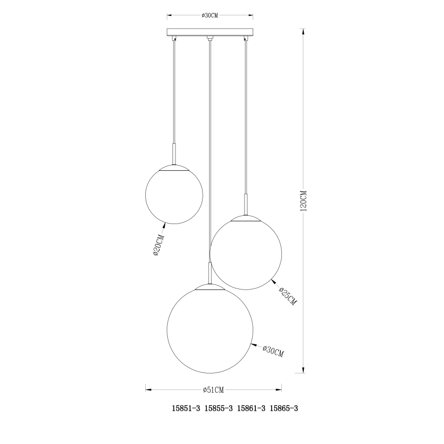 Globo - Κρεμαστό φωτιστικό οροφής 3xE27/40W/230V διάμετρος 51 cm