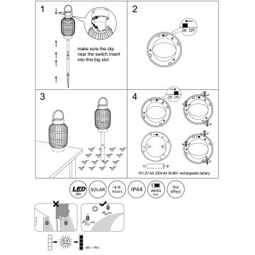 Globo - LED Ηλιακό φωτιστικό LED/1,44W/2,2V 1800K IP44