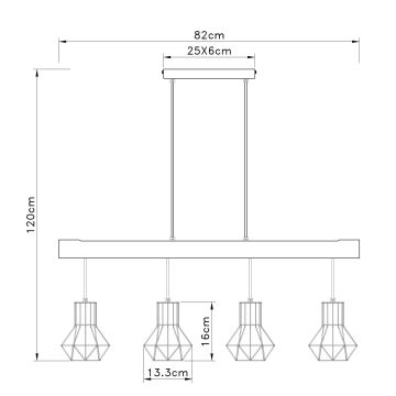 Globo - Κρεμαστό φωτιστικό οροφής ράγα 4xE27/40W/230V