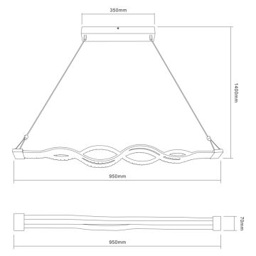 Globo - Πολύφωτο dimmer LED σε σχοινί 1xLED/30W/230V + τηλεχειριστήριο