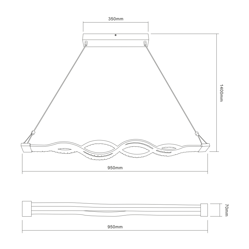 Globo - Πολύφωτο dimmer LED σε σχοινί 1xLED/30W/230V + τηλεχειριστήριο