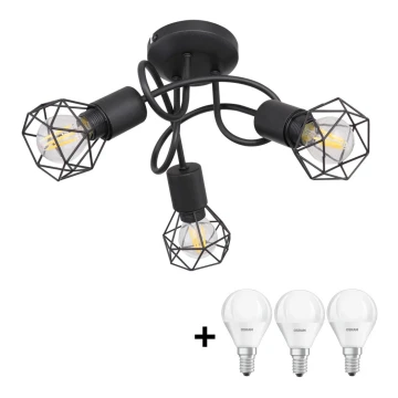 Globo - LED Πλαφονιέρα οροφής XARA 3xE14/5W/230V μαύρο