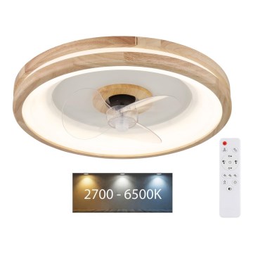 Globo - LED Φωτιστικό οροφής dimmable με ανεμιστήρα LED/30W/230V 2700-6500K καφέ + τηλεχειριστήριο