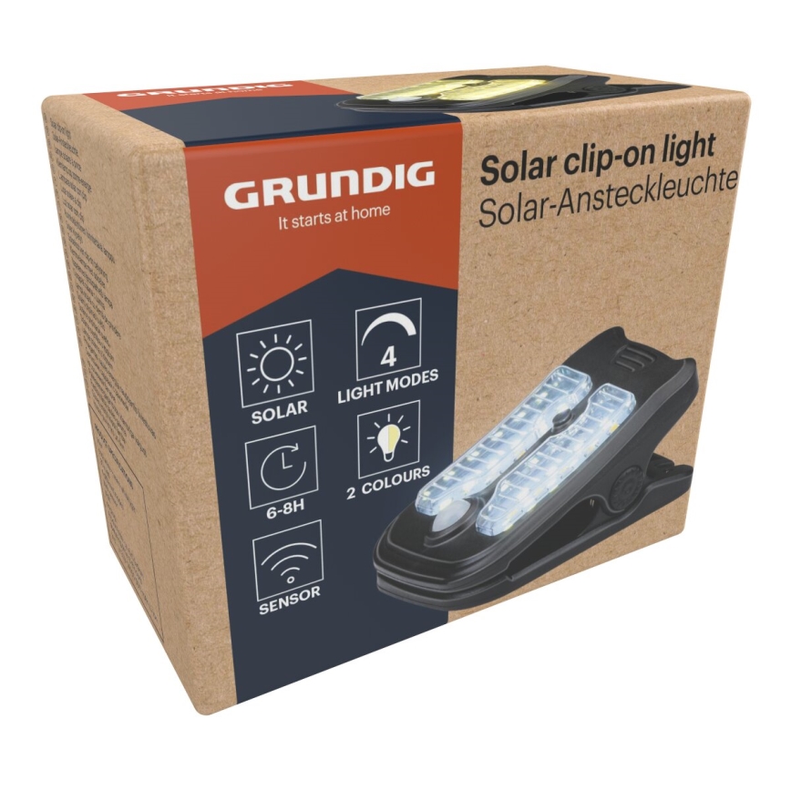 Grundig - Ηλιακό φωτιστικό LED με αισθητήρα CLIP-ON LED/4W/3,7V IP44