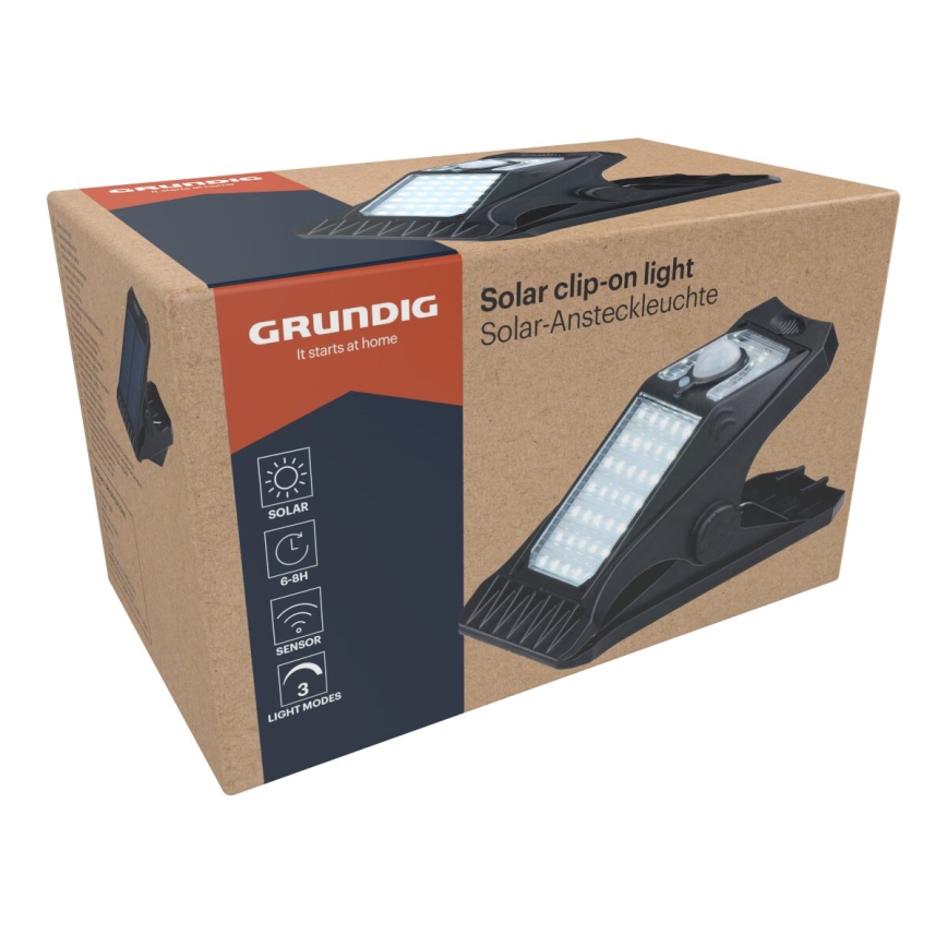 Grundig - Ηλιακό φωτιστικό LED με αισθητήρα CLIP-ON LED/9W/3,7V IP44