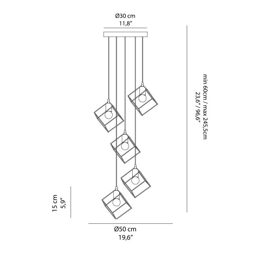 Ideal Lux - Πολύφωτο με συρματόσχοινο ICE 5xE27/60W/230V