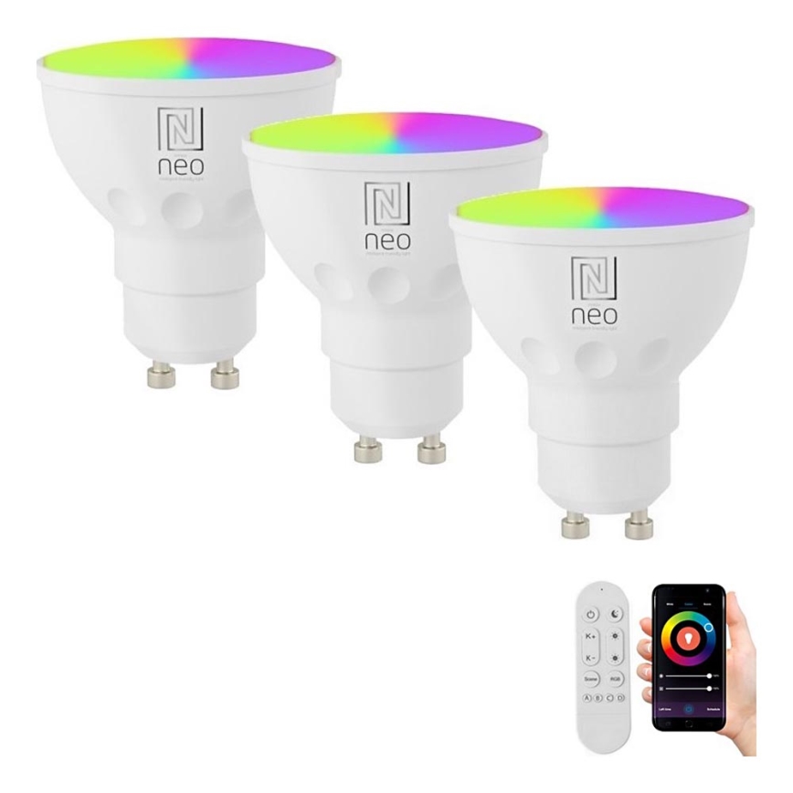 Immax NEO 07724CDO - ΣΕΤ 3x LED RGB+CCT Επιτραπέζια λάμπα dimming GU10/6W/230V 2700-6500K Wi-Fi Tuya + τηλεχειριστήριο