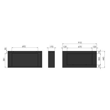 InFire - Τζάκι τοίχου Βιοαιθανόλης 44x91 cm 3kW μαύρο